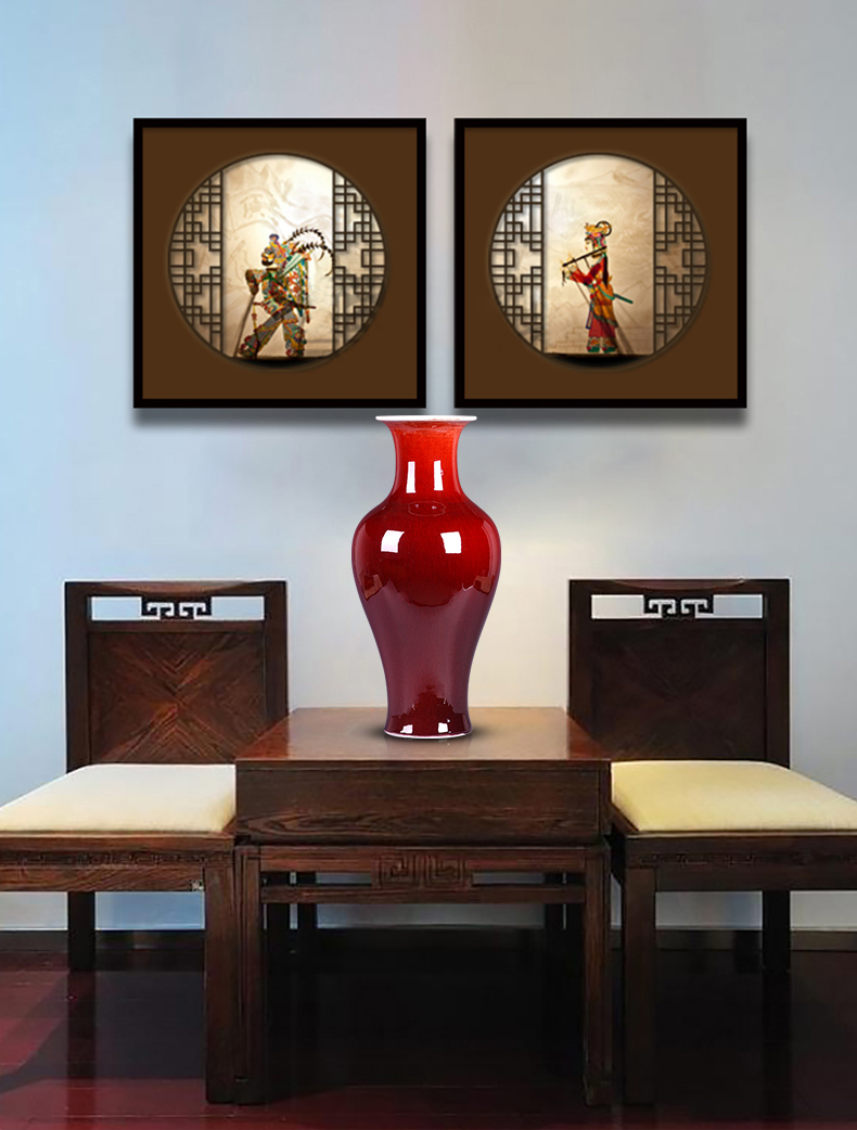 Jingdezhen ceramic vases, flower arranging large sitting room ruby red glaze porcelain of TV ark, adornment of Chinese style household furnishing articles