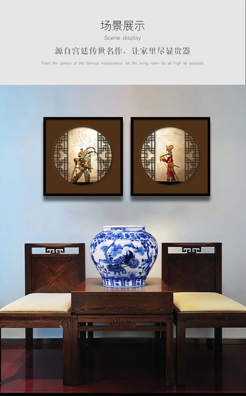 Jingdezhen ceramic vase famous hand - made imitation of yuan blue and white porcelain living room TV cabinet decoration of Chinese style household furnishing articles