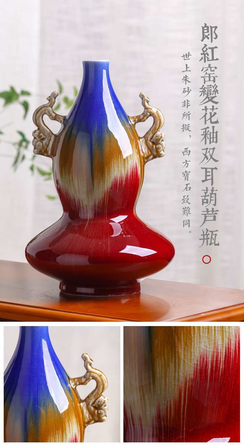 Jingdezhen ceramic vase furnishing articles ruby red archaize sitting room of Chinese style porch sitting room TV cabinet decoration large vases