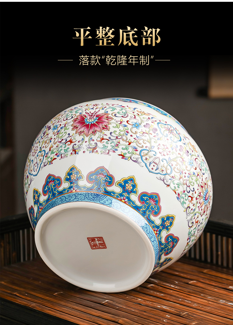 Jingdezhen ceramic tea pot with cover moistureproof scattered receives archaize qianlong seal storage tank enamel snack jars