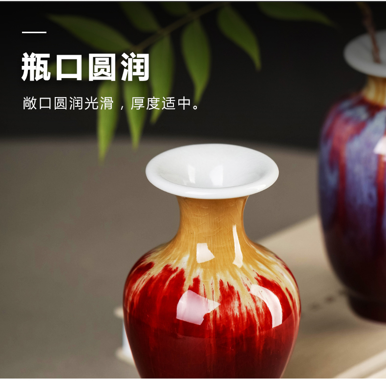 Jingdezhen ceramics ruby red floret bottle mini flower arranging, contracted sitting room of Chinese style household adornment creative furnishing articles