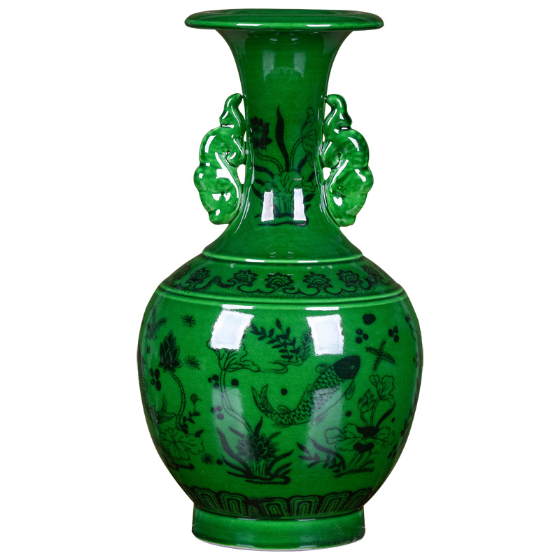 Jingdezhen ceramics, vases, flower arrangement sitting room place green longfeng Chinese style restoring ancient ways is rich ancient frame study ornaments