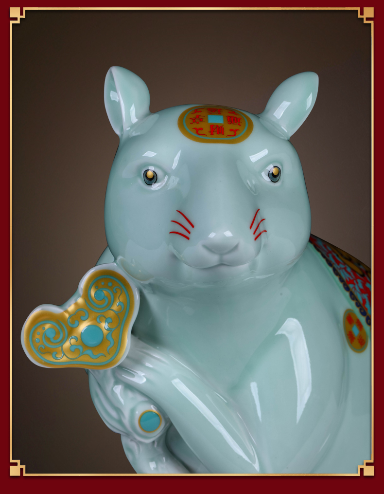 Jingdezhen ceramics lucky rat flexibly and furnishing articles 2020 year of the rat mascot gift sitting room decorate the study in the New year