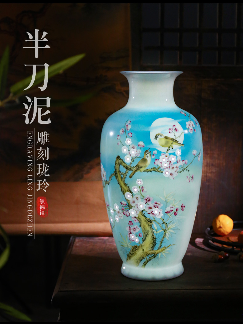 Jingdezhen ceramics new Chinese style household spending a knife clay vase sitting room bedroom rich ancient frame furnishing articles