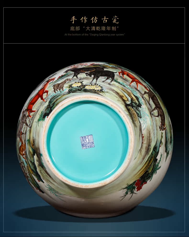 Jingdezhen ceramics imitation the qing qianlong pastel gloat lion shell vase sitting room of Chinese style household furnishing articles