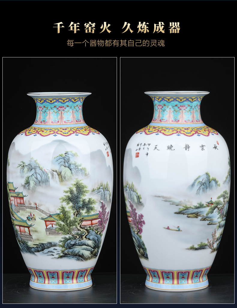 Jingdezhen ceramics vase furnishing articles of TV ark, sitting room of Chinese style household porcelain decoration decoration table arranging flowers