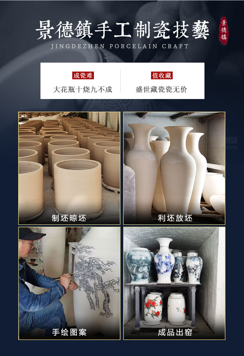 Jingdezhen ceramics by hand draw pastel big vase landing place hotel opening gifts oversized living room