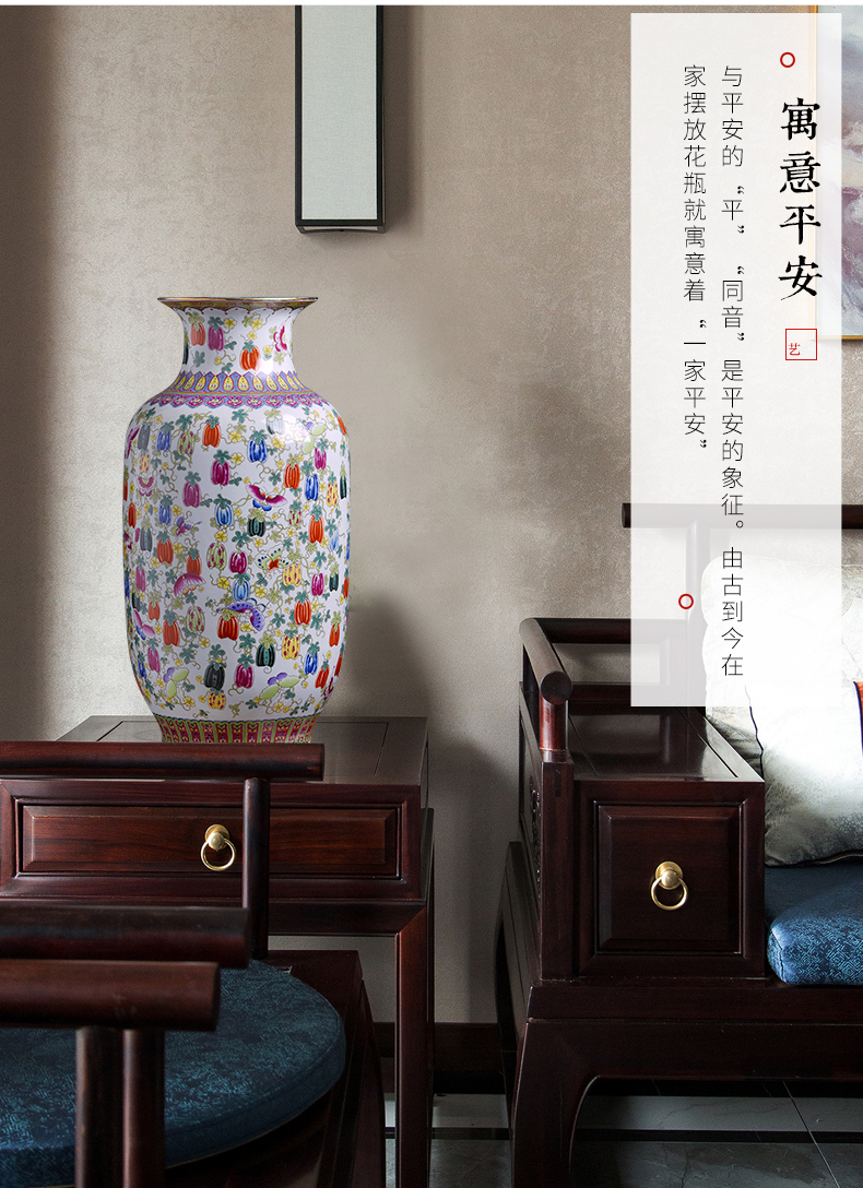 Jingdezhen ceramic vase furnishing articles large sitting room of Chinese style household flower arranging TV ark, rich ancient frame decorative porcelain