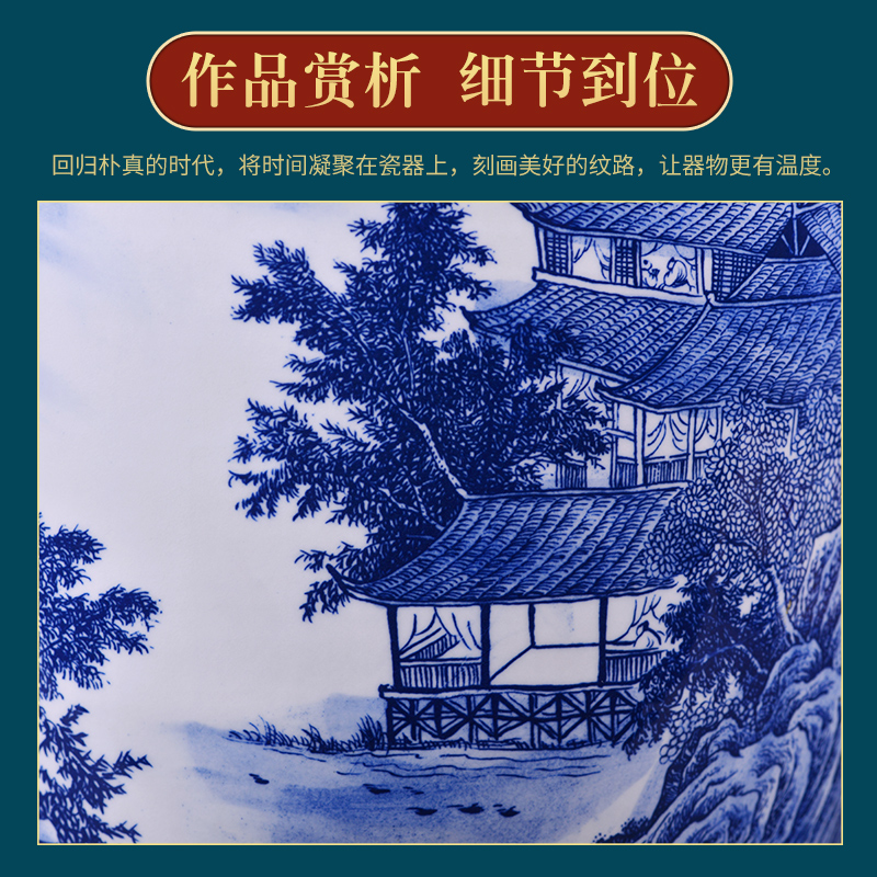 Jingdezhen ceramic porcelain painting and calligraphy cylinder biennial reel cylinder quiver vase sitting room ground adornment study Chinese style furnishing articles