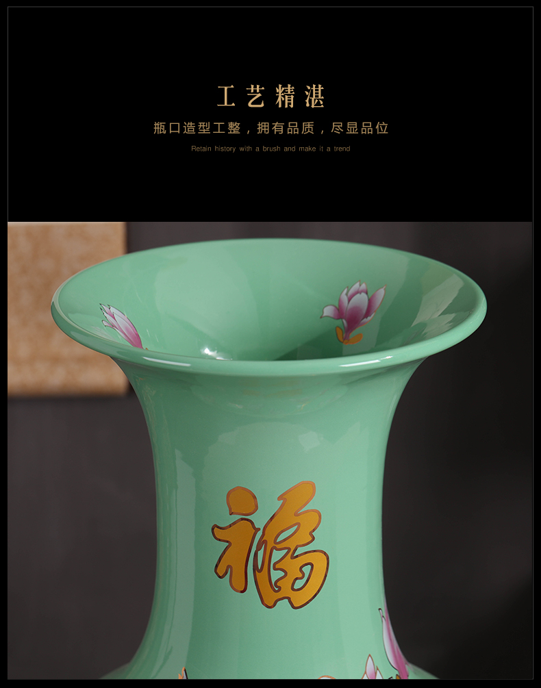 Jingdezhen ceramics Chinese style villa living room porch ground vase furnishing articles large hotel decoration gifts