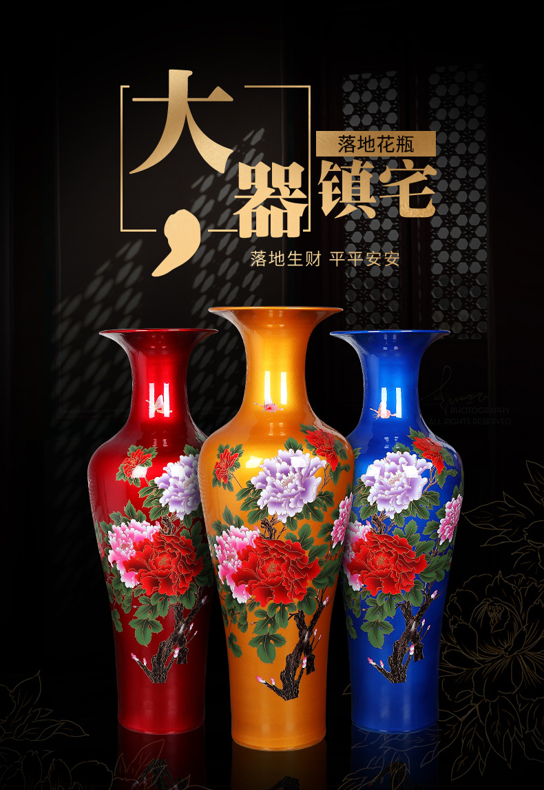 Jingdezhen ceramic large vase furnishing articles sitting room be born crystalline glaze modern Chinese style household adornment TV ark