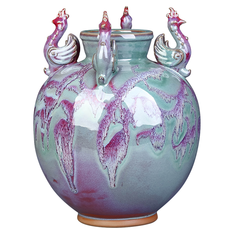 Jingdezhen ceramics, vases, antique Chinese style living room TV cabinet rich ancient frame home decoration handicraft furnishing articles