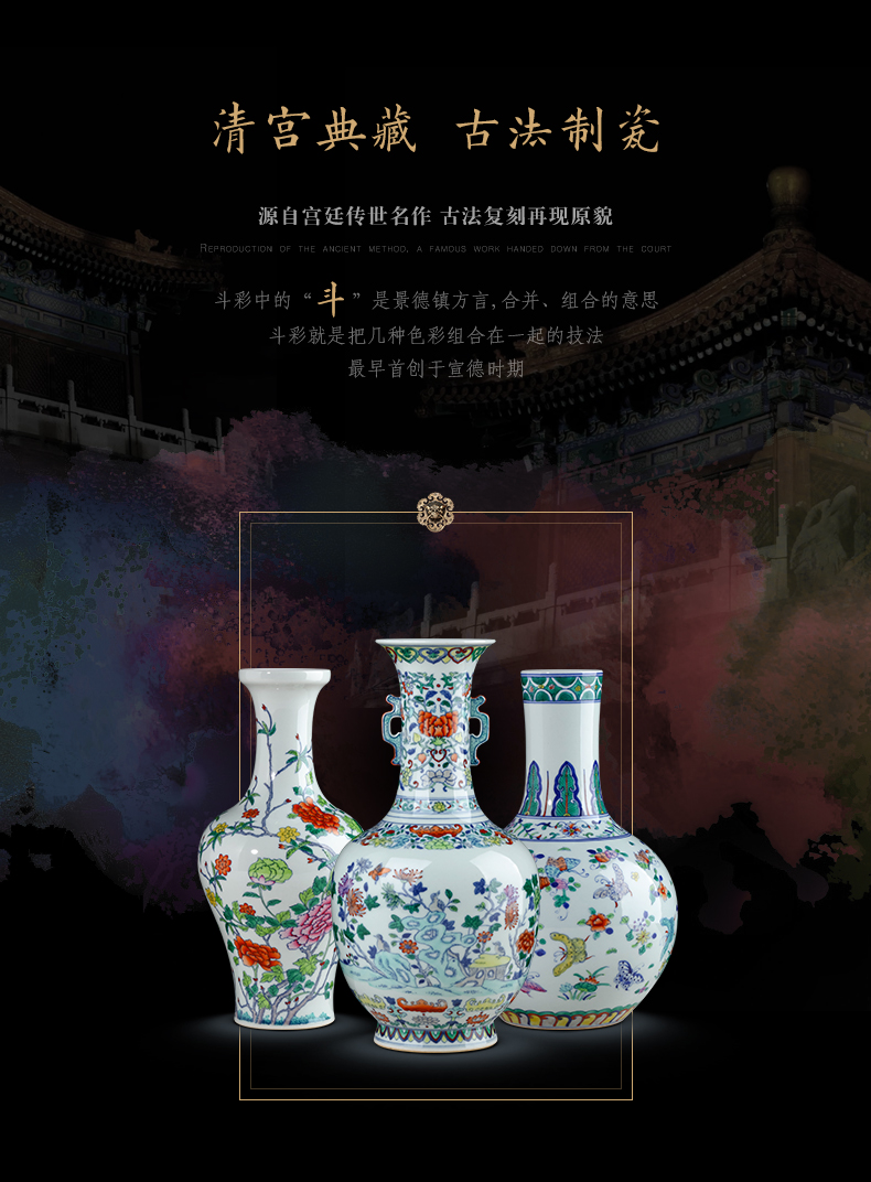 Jingdezhen blue and white color bucket vase furnishing articles sitting room of Chinese style household ceramics flower adornment TV ark, furnishing articles