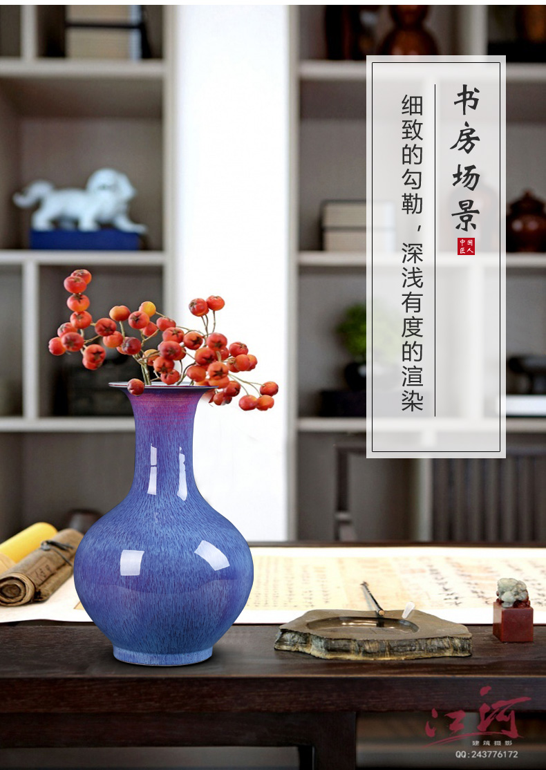 Jingdezhen ceramics vase archaize sitting room place porcelain up purple Chinese sitting room adornment the study process