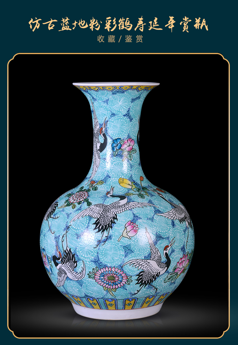 Jingdezhen ceramics by hand the pastel sky vases, flower arranging large new Chinese style sitting room adornment desktop furnishing articles