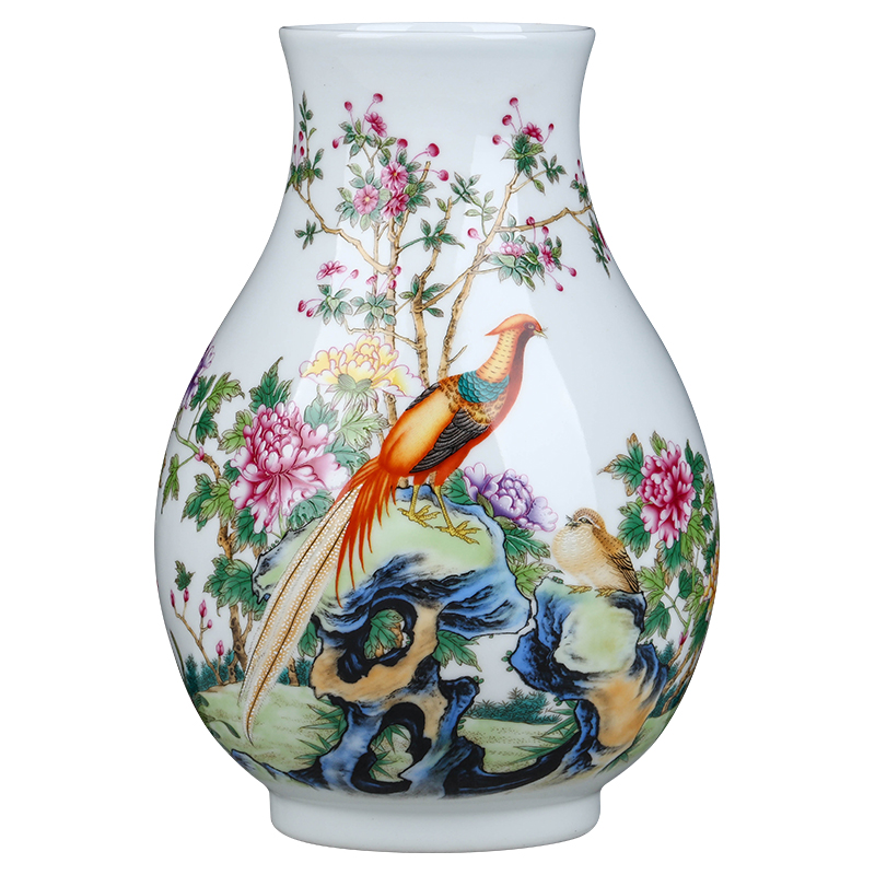 Jingdezhen ceramics powder enamel vase floral outraged flower arranging new sitting room of Chinese style household furnishing articles table decoration decoration