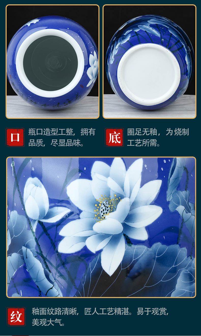 Jingdezhen chinaware lotus of blue and white porcelain vase hand - made flower arrangement sitting room decoration of Chinese style desktop furnishing articles