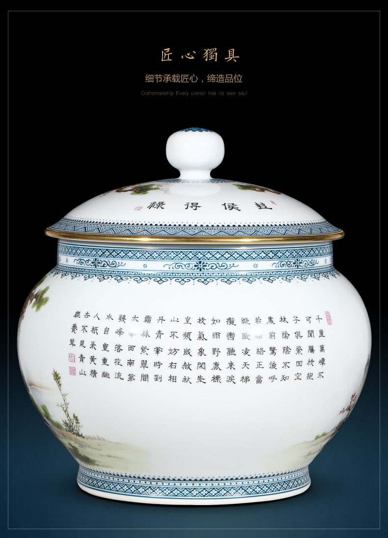 Jingdezhen ceramics colored enamel sealing hou to eloth orb storage tank large caddy fixings puer tea home furnishing articles