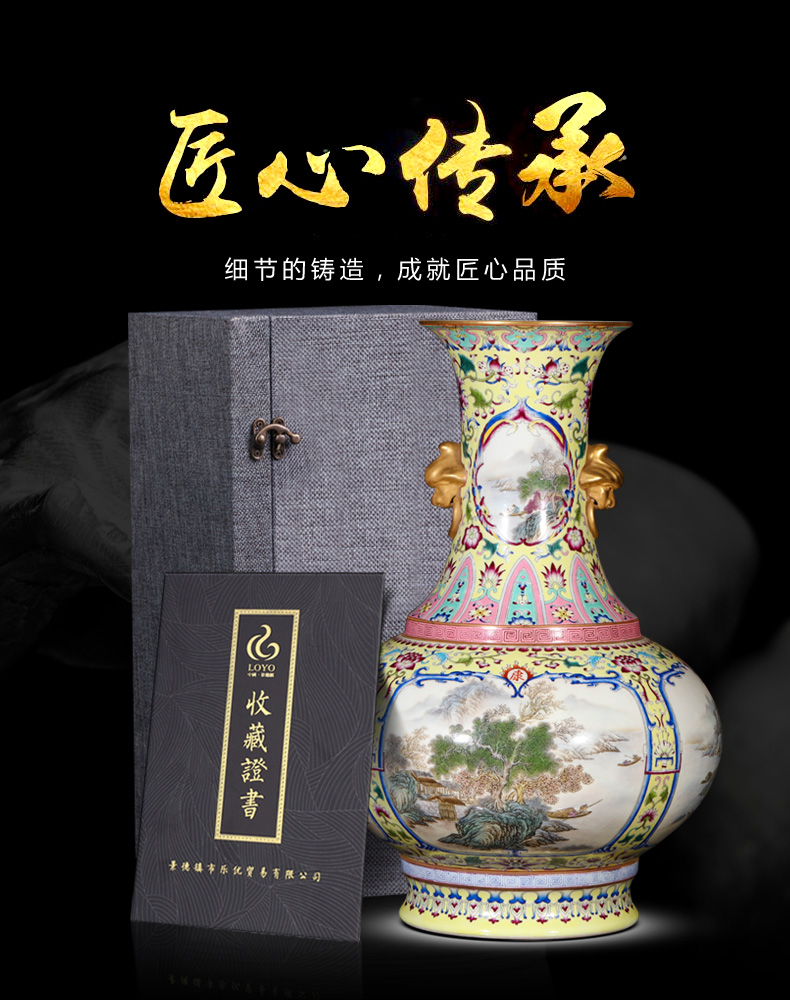 Imitation the qing jingdezhen ceramics powder enamel open and flat belly vase home sitting room adornment handicraft furnishing articles