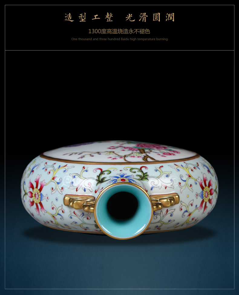 Jingdezhen ceramics archaize grilled green flower poems on vase peony Chinese sitting room porch collection furnishing articles