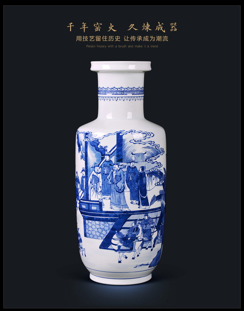 Jingdezhen blue and white ceramics were vase sitting room porch TV ark, decoration of Chinese style household furnishing articles