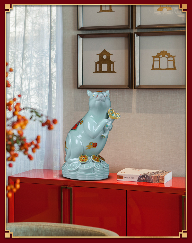 Jingdezhen ceramics lucky rat flexibly and furnishing articles 2020 year of the rat mascot gift sitting room decorate the study in the New year