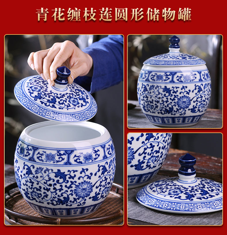 Canister of snacks of jingdezhen ceramics storage jar with cover seal household ceramic POTS awake trumpet the receive tea boxes