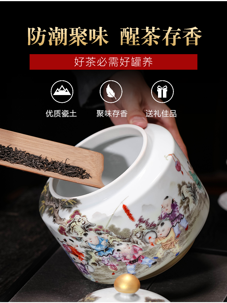 Jingdezhen ceramic restoring ancient ways with cover caddy fixings manual household, moistureproof prevent wet seal small puer tea box jar