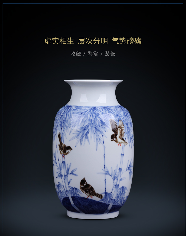 Jingdezhen ceramics vase furnishing articles sitting room flower arranging hand - made thin foetus Chinese study ancient frame craft ornaments