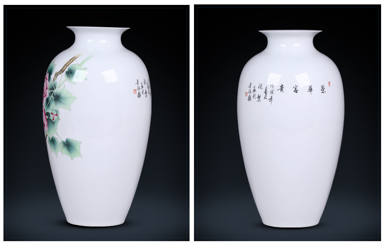 Jingdezhen hand - made painting of flowers and new Chinese style ceramic vases, flower arranging furnishing articles, the sitting room porch rich ancient frame craft ornaments