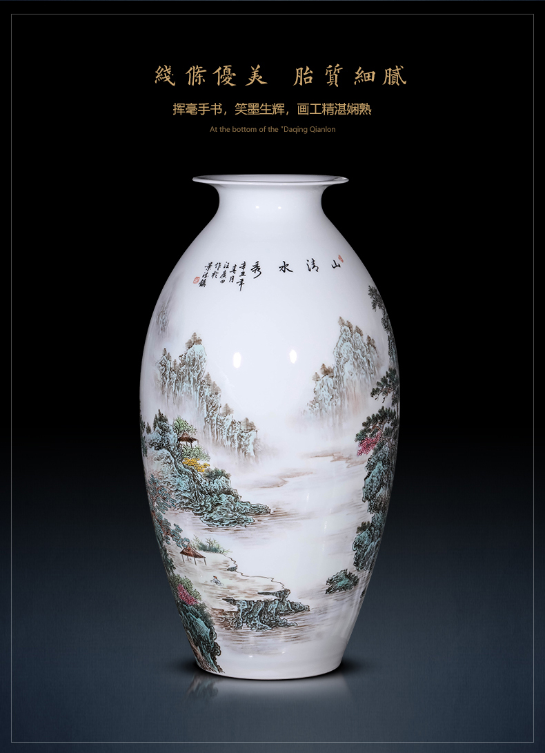 Jingdezhen ceramic vase Chinese hand - made porcelain of flower arranging furnishing articles, the sitting room porch TV ark, decorations arts and crafts