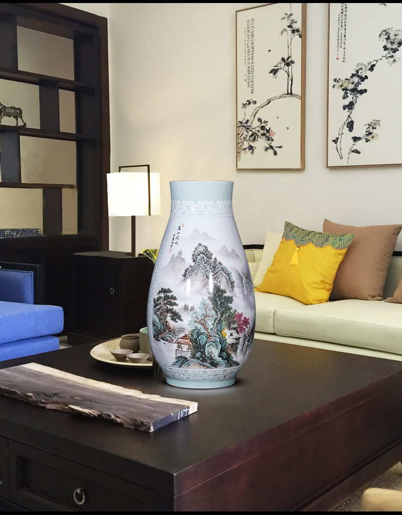 Jingdezhen ceramics powder enamel vase carving furnishing articles sitting room porch desktop decoration of Chinese style household craft gift