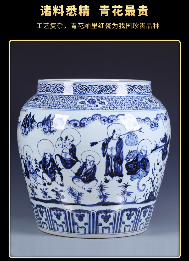 Jingdezhen ceramic aquarium place large flower pot imitation Ming xuande is blue and white porcelain of the big Chinese courtyard sitting room adornment