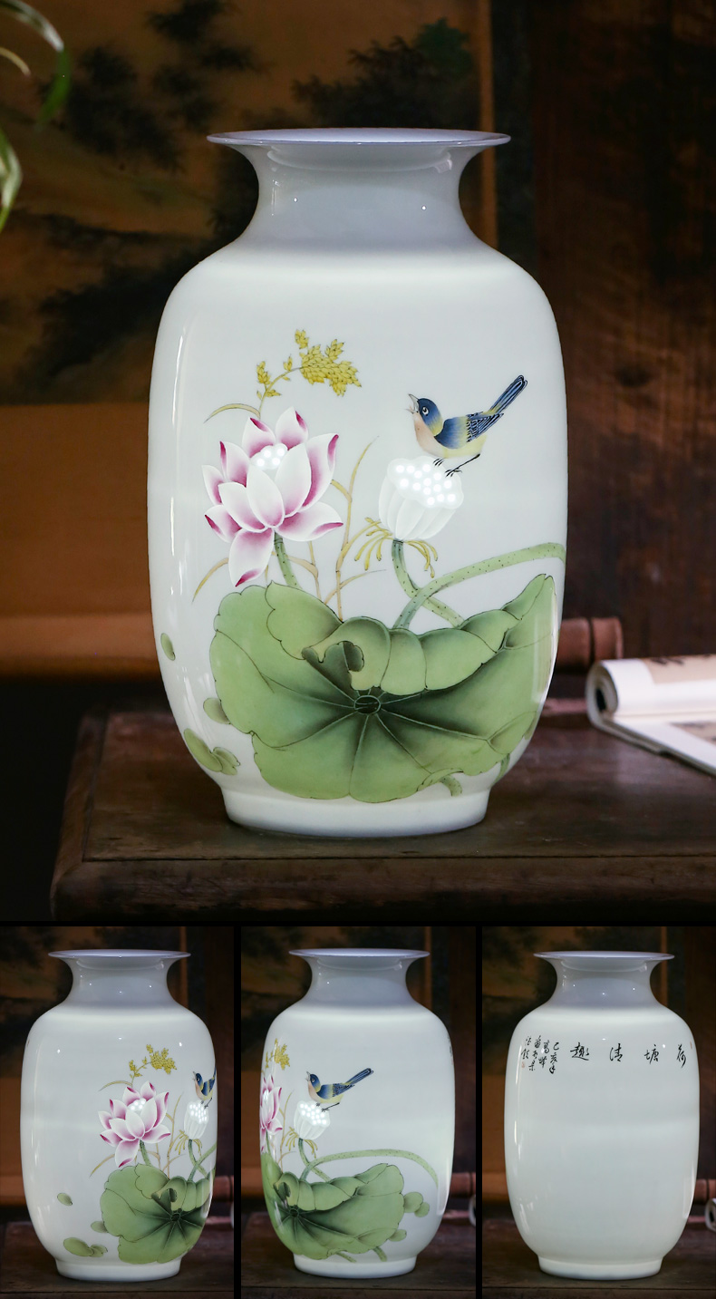 Jingdezhen ceramics hand - made vases, flower arranging dried flowers sitting room of Chinese style household TV ark, porch decoration furnishing articles