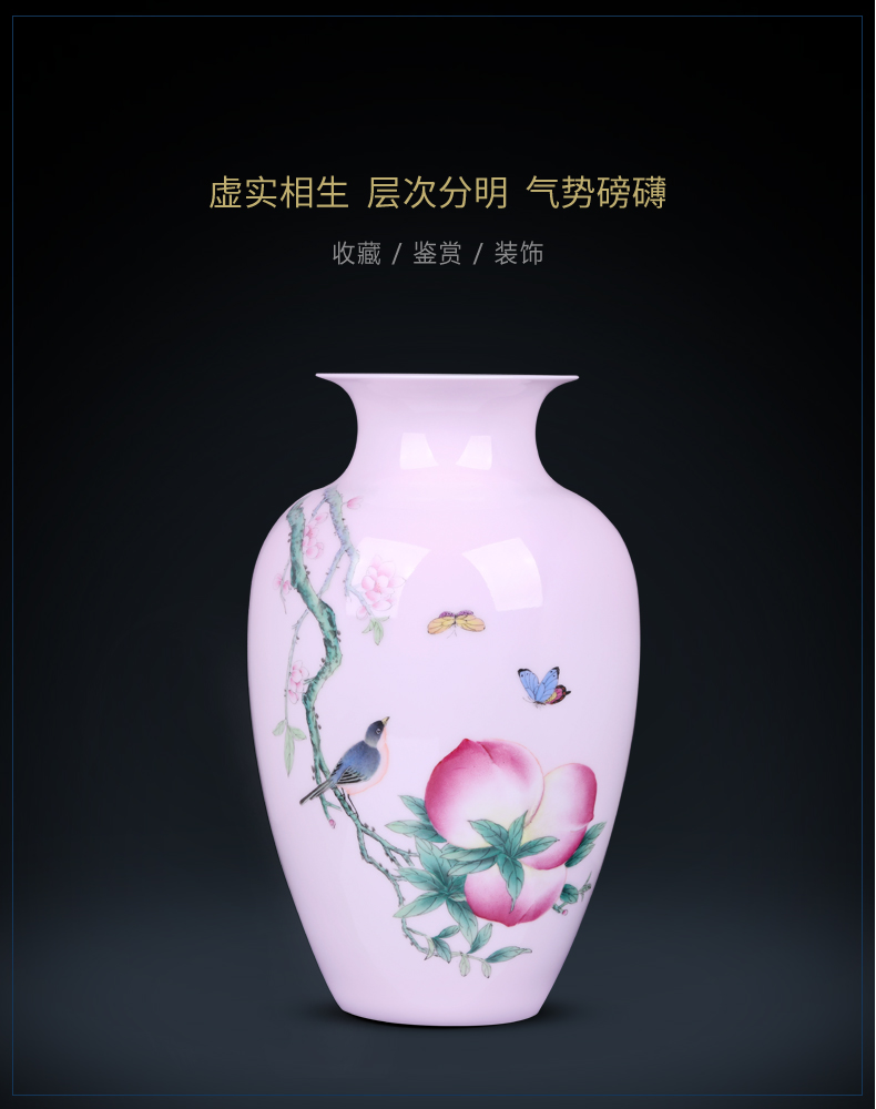 Jingdezhen porcelain ceramic vases, flower arrangement sitting room hand - made painting of flowers and birds in Chinese study with rich ancient frame accessories furnishing articles