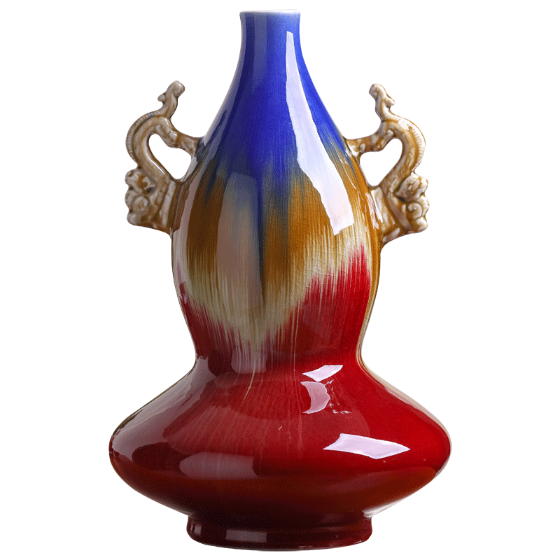 Jingdezhen ceramic vase furnishing articles ruby red archaize sitting room of Chinese style porch sitting room TV cabinet decoration large vases