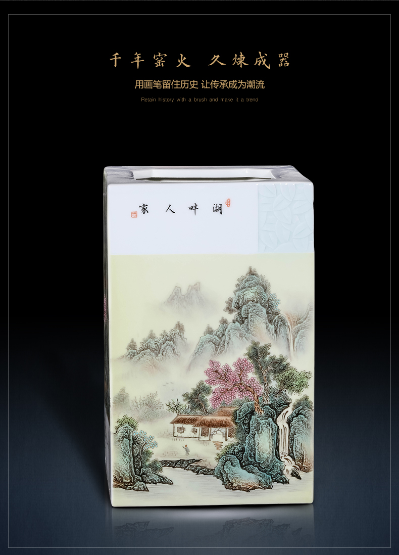 Jingdezhen ceramics powder enamel inlay is the sitting room porch office desktop furnishing articles of Chinese style household adornment picture tube