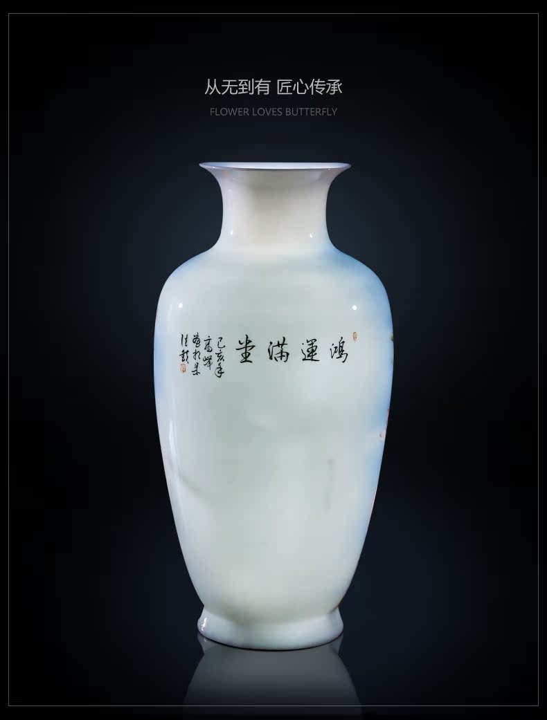 Jingdezhen ceramic furnishing articles hand - made vases, flower arranging new Chinese style household living room TV cabinet decoration handicraft furnishing articles