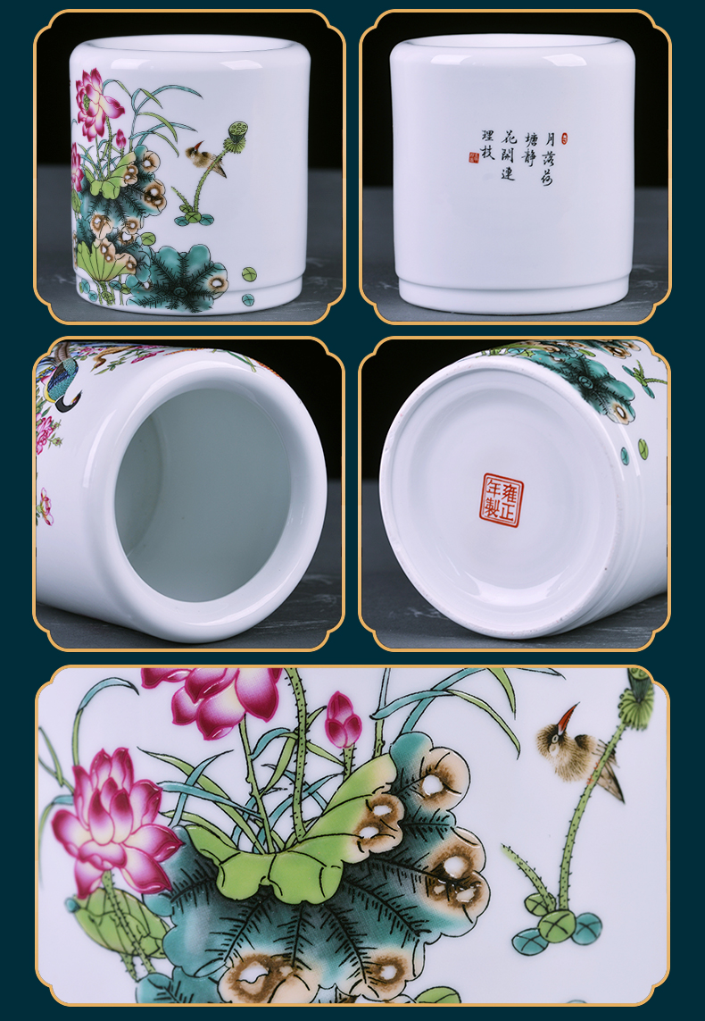 Archaize of jingdezhen ceramics powder enamel vase small flower arranging Chinese style household adornment desktop furnishing articles rich ancient frame