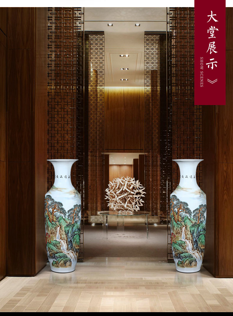 Jingdezhen ceramics by hand draw pastel big vase landing place hotel opening gifts oversized living room