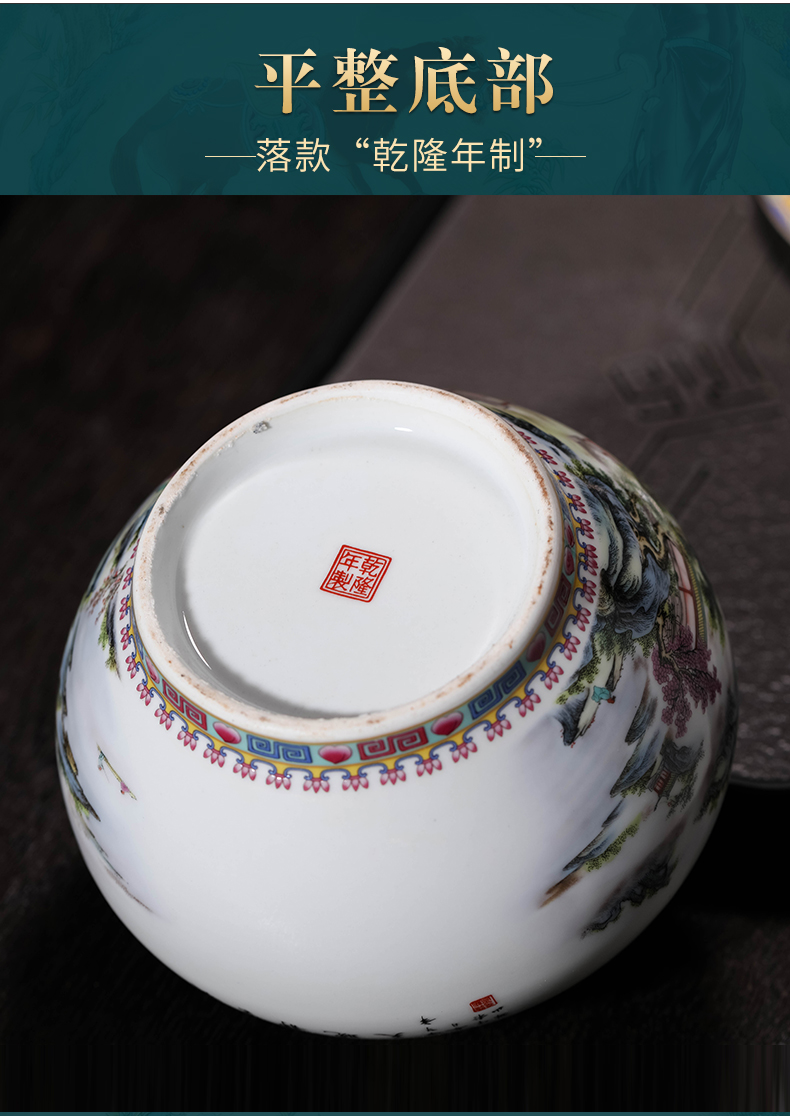 Archaize of jingdezhen ceramics colored enamel caddy fixings trumpet with cover seal storage pu - erh tea and tea pot of tea