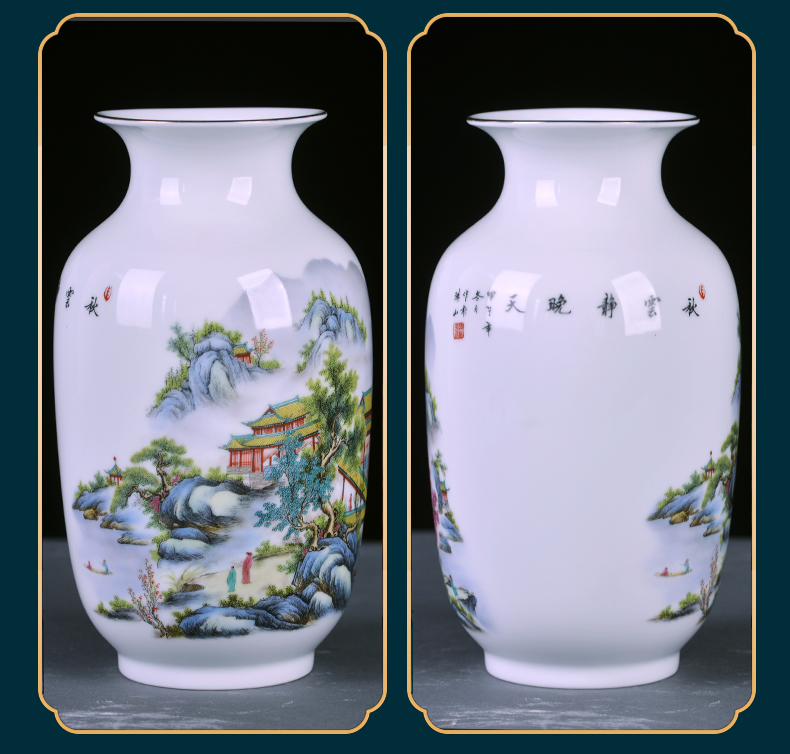 Archaize of jingdezhen ceramics powder enamel vase small flower arranging Chinese style household adornment desktop furnishing articles rich ancient frame