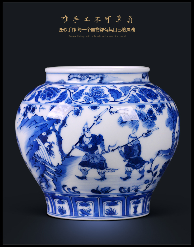 Jingdezhen ceramic vase famous hand - made imitation of yuan blue and white porcelain living room TV cabinet decoration of Chinese style household furnishing articles