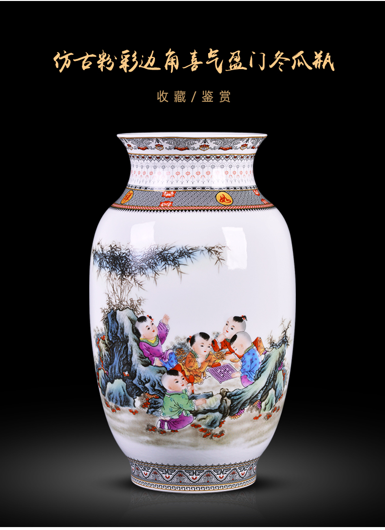 Porcelain of jingdezhen ceramic vases, antique flower arrangement of Chinese style household decoration as porch study of TV ark, furnishing articles