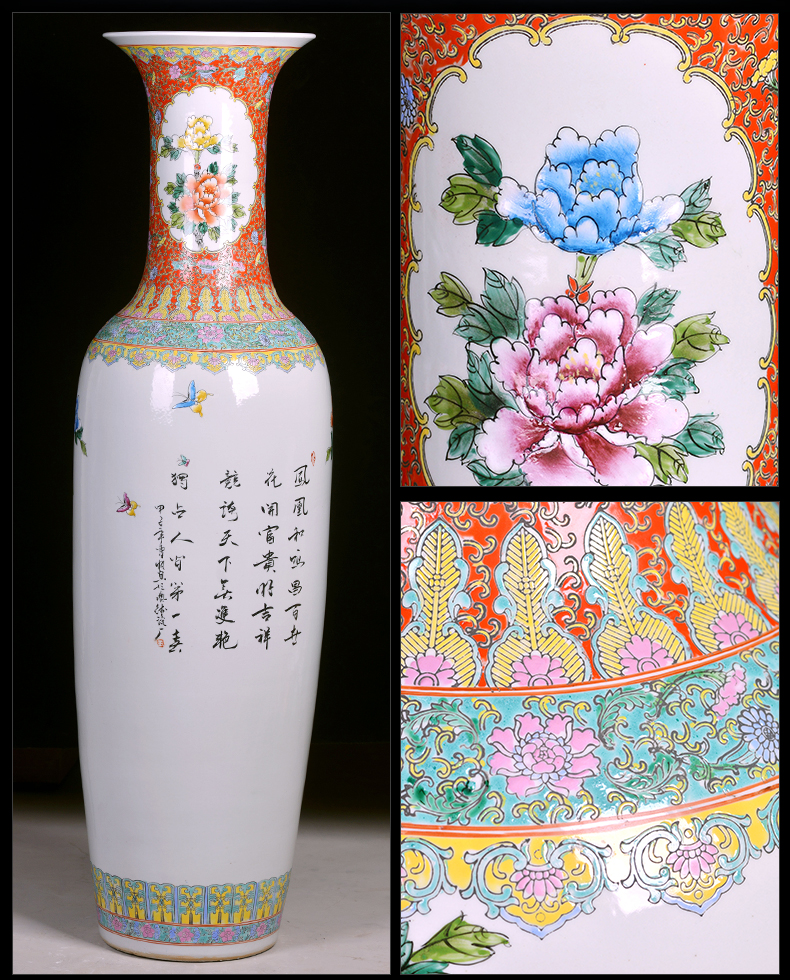 Jingdezhen hand - made ceramic floor large vases, notes tong heavy prosperous Chinese style of new home sitting room adornment is placed