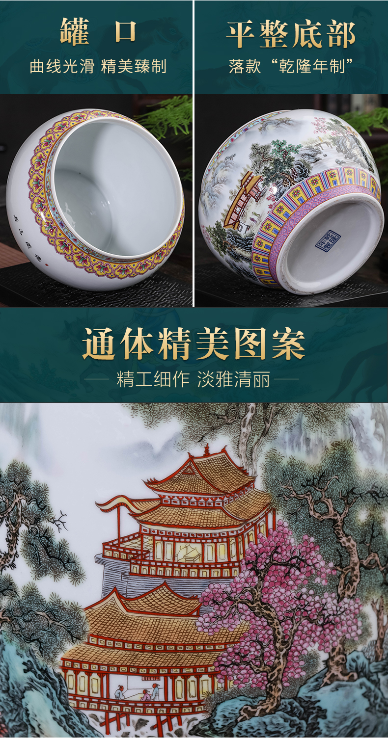 Jingdezhen porcelain tea pot with cover seal storage tanks large puer tea cake and tea urn storage