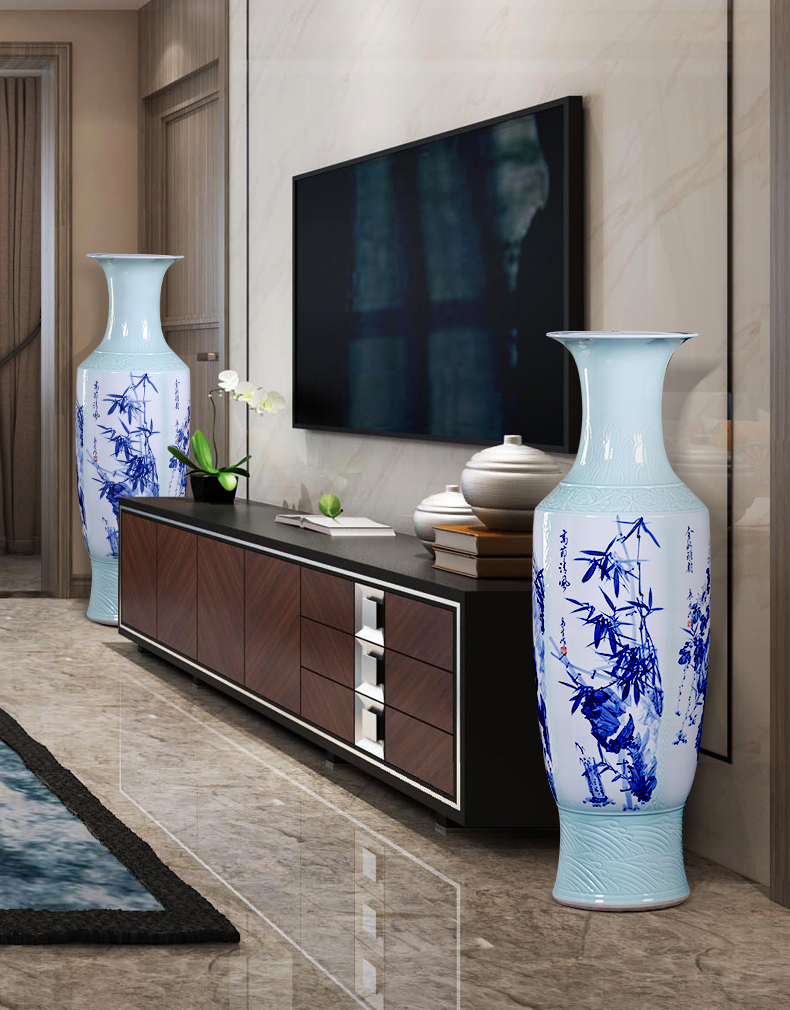 Jingdezhen ceramic vase furnishing articles hand - made porcelain landing large sitting room of Chinese style household adornment hotel opening