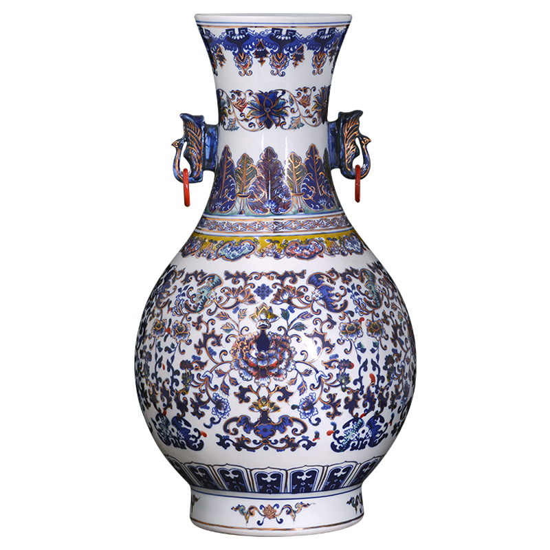 Jingdezhen ceramics antique Chinese blue and white porcelain vase Chinese style living room TV cabinet porch is decorated furnishing articles gifts