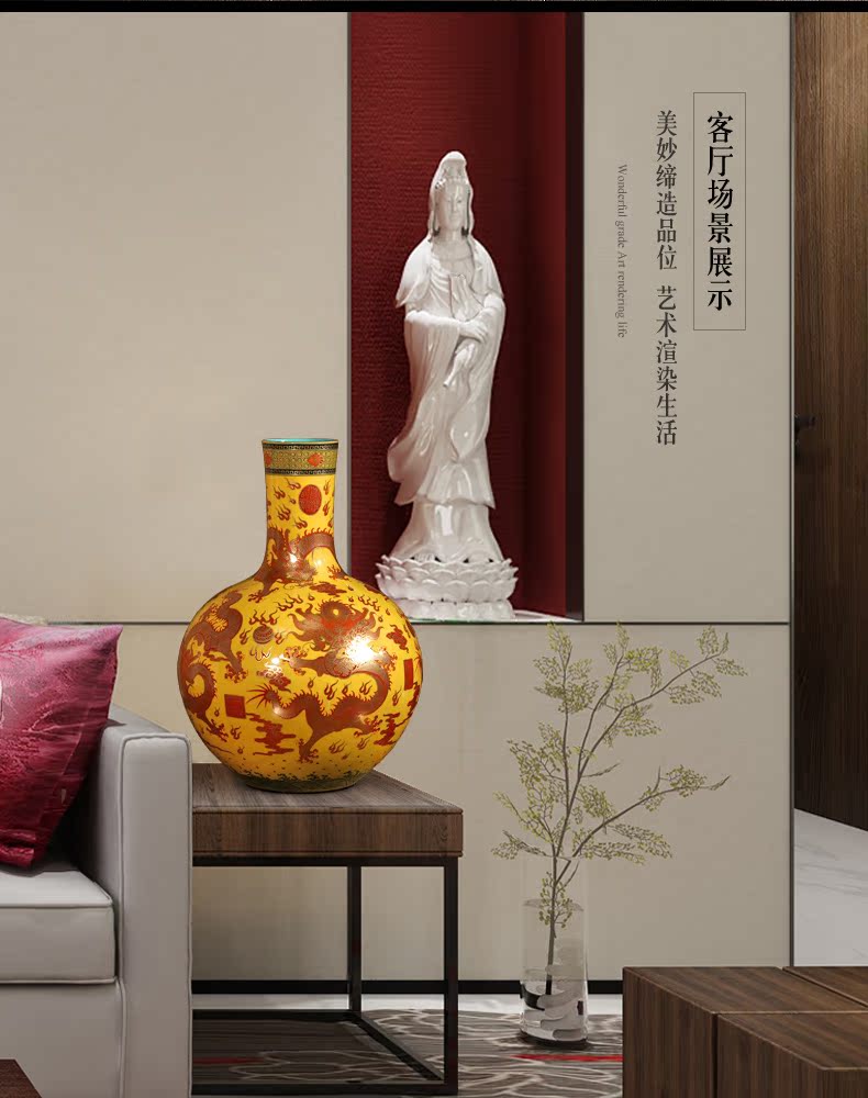 Jingdezhen ceramics imitation the qing qianlong fuels the dragon celestial vase large new Chinese style club sitting room adornment