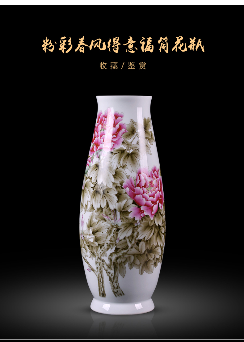 Jingdezhen ceramics vase large famille rose blooming flowers f tube of the sitting room of Chinese style household act the role ofing is tasted furnishing articles arranging flowers